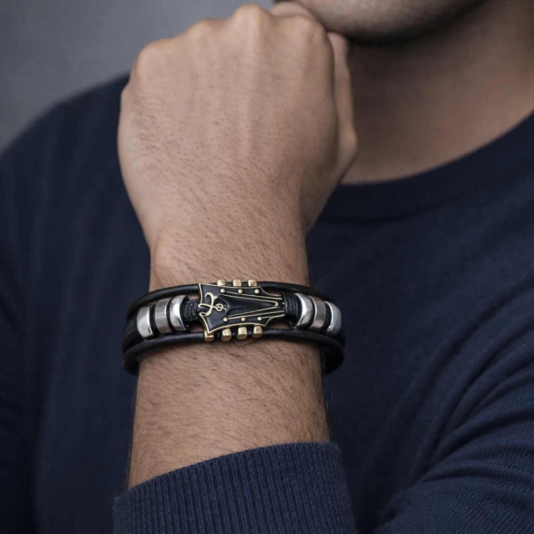 Vintage Leather Guitar Bracelet
