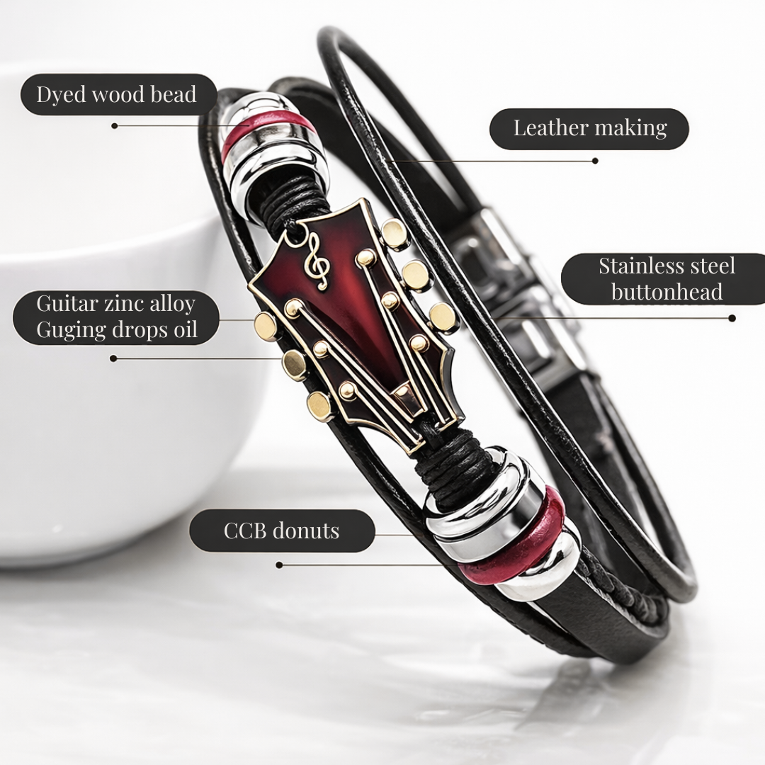 Vintage Leather Guitar Bracelet